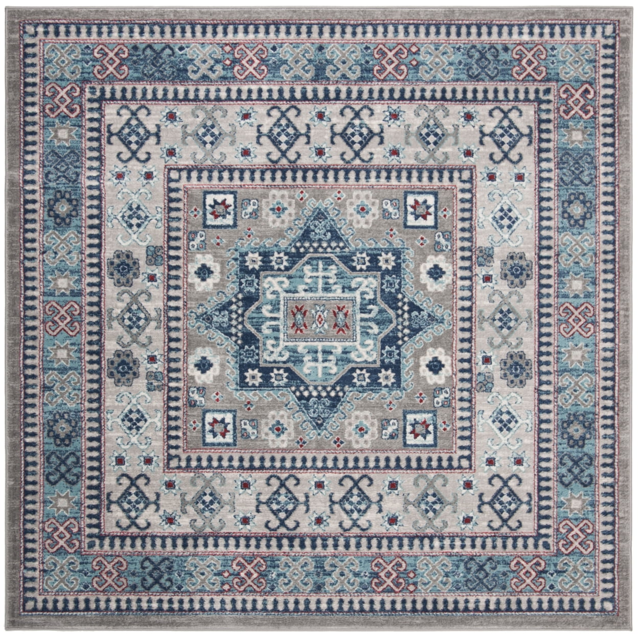 SAFAVIEH Kazak Caymen Geometric Area Rug, Grey/Blue, 6'7