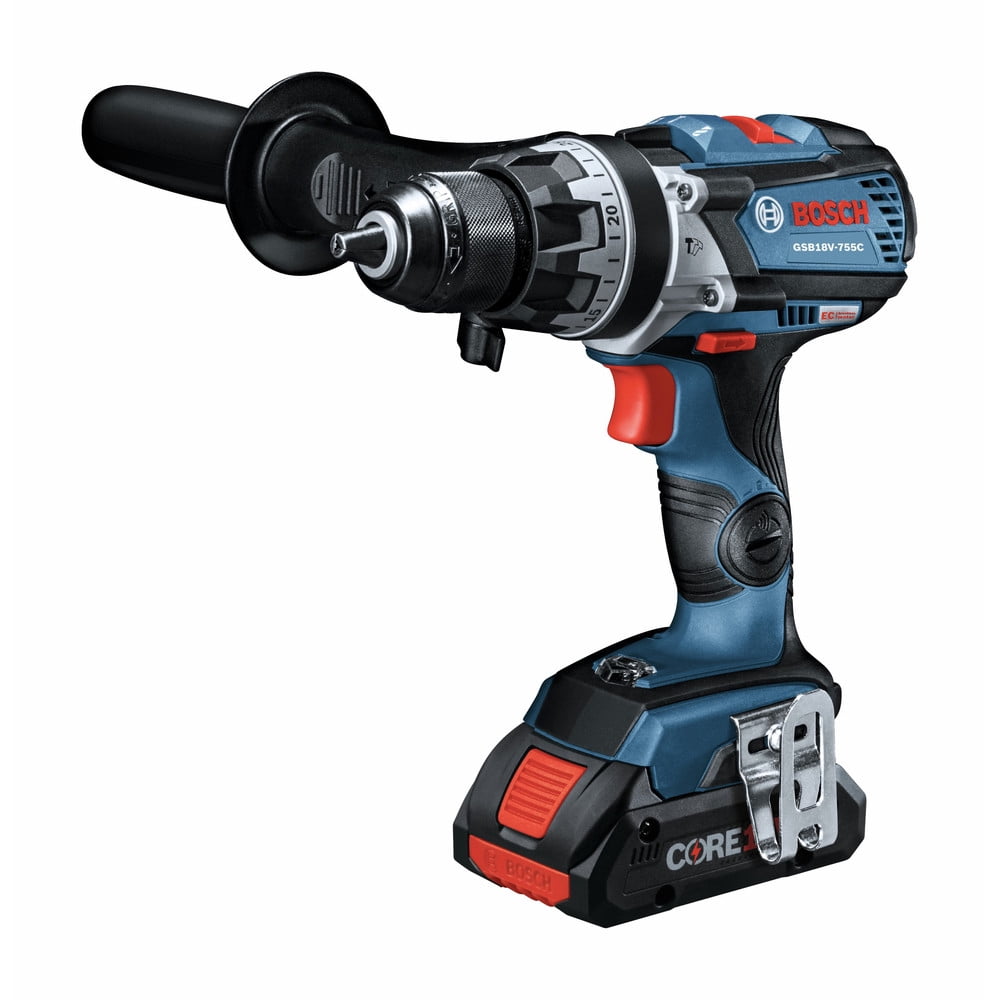 Restored Bosch GSB18V-755CB25-RT 18V Brute Tough Connected-Ready EC Brushless Lithium-Ion 1/2 in. Cordless Hammer Drill Driver Kit with 2 Batteries (4 Ah) (Refurbished)