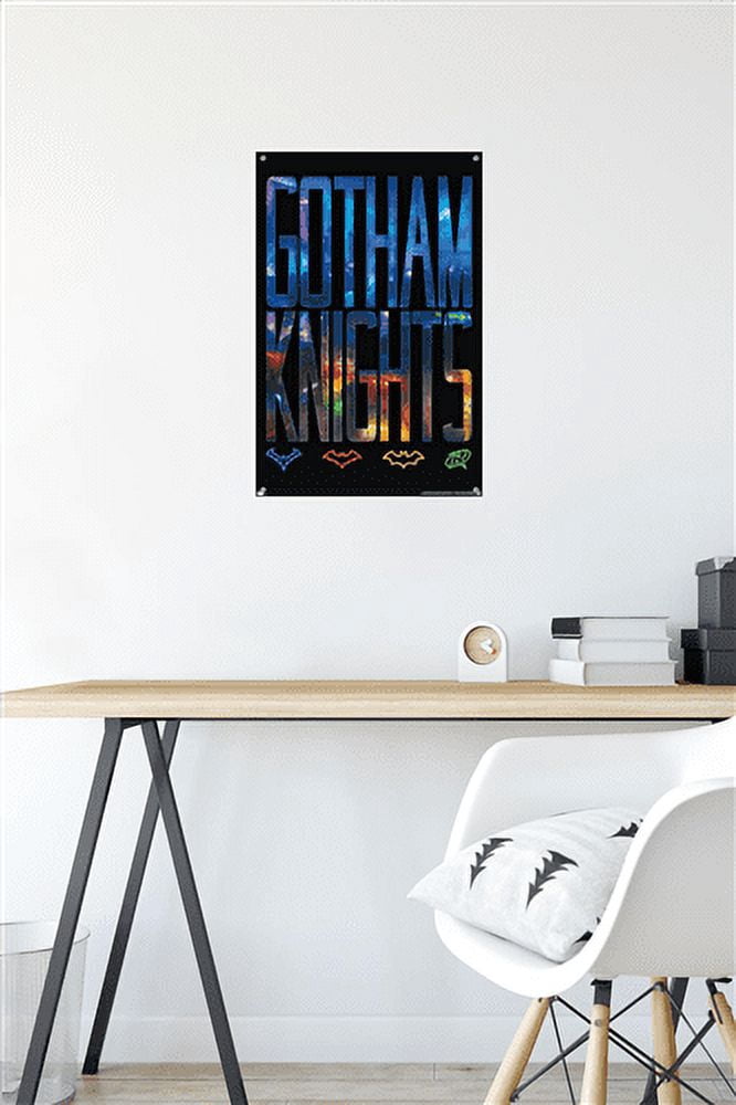 DC Comics Gotham Knights - Logos Wall Poster with Push Pins, 14.725" x 22.375"