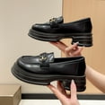 thumbnail image 2 of Lovskoo Women's Dress Leather Shoes British Style Small for 2024 Spring Thick-Soled Platform Loafers Vintage Foolproof Shoes Black, 2 of 8
