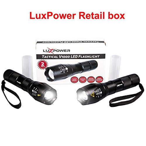 – Best High Lumen Handheld Light LuxPower Tactical V1000 LED Flashlight 2 PACK 