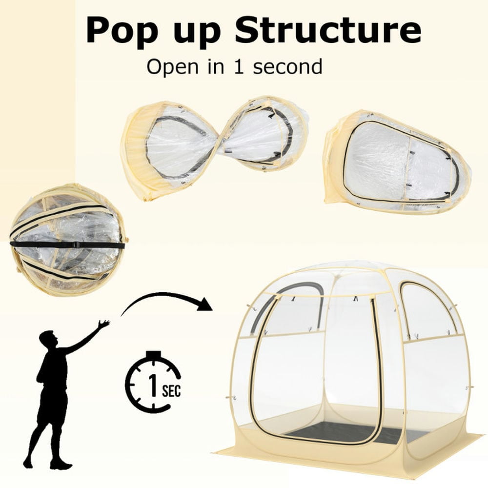 Spaco Instant Pop up Sports Tent with Carrying Bag and Floor Mat for 1-2/5-6 People-M, Camping Tent for Outdoor as Garden, Yard, Clear