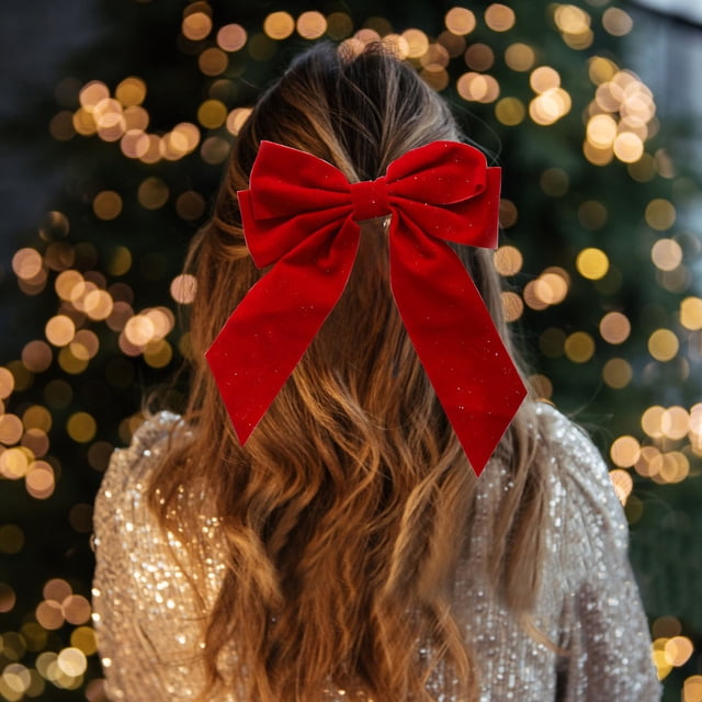 Birdeem Christmas Decorations for the Home, Christmas Decorations for Tree, Christmas Velvet Bow Christmas Decorations Red, Window Christmas Decorations, Red Christmas Tree