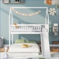 thumbnail image 2 of Twin Over Full Solid Pine Wood Bunk Bed with Slide & Ladder, Full-Length Guardrail, No Box Spring Needed, White, 2 of 15