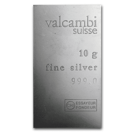 Valcambi Suisse 10 Gram Silver Bar – Single Break-Off Piece from 10x10 CombiBar