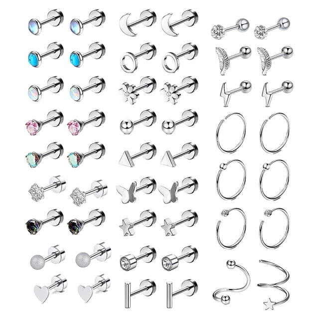 Joyería Piercing Tragus Pendientes Anillos Pendientes de Aro Pendientes de de Oreja Pendientes de Acero Inoxidable Juego de 25 Pares