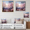 thumbnail image 4 of Designart "Pink Blue Magnolias landscape Pointillism Dot" Floral Floater Framed Wall Art Living Room, 4 of 7