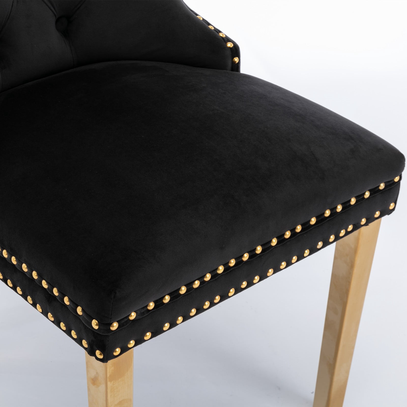 Rhomtree Modern Metal Button tufted Dining Side Chairs, Black (Set of 6)