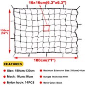 AUTOXBERT 52''x 71'' Latex Cargo Net w / 14 Hooks for Trailers Ute Pickup Truck Bed Roof Basket
