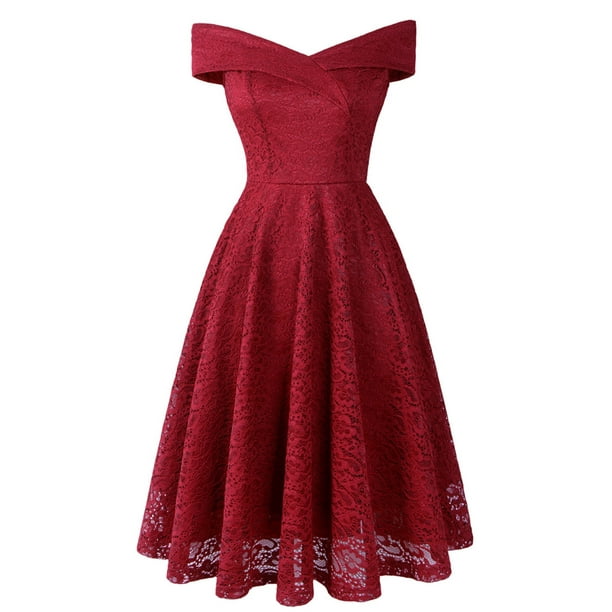 Midi Dresses Vintage Dresses for Women Lace Dress Halter Neck Dresses ...