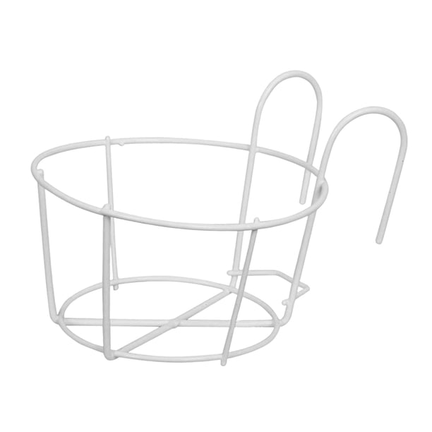 Cesta para macetas de metal multiusos, redonda, de hierro, para colgar arte, con barandilla Blanco 12cm
