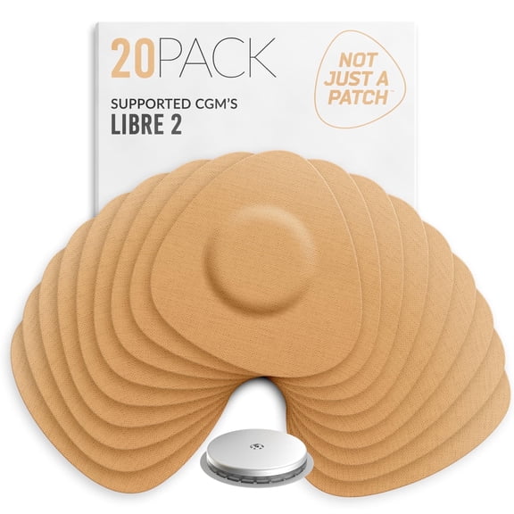 Not Just a Patch Freestyle Libre 2 Sensor Covers (20 Pack) Water Resistant Adhesive Lingo CGM Patches, Stay on for 15 Days, Beige