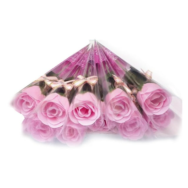Creative 10 Pcs Single Stem Artificial Rose Soap Made Flowers Decoration Gift