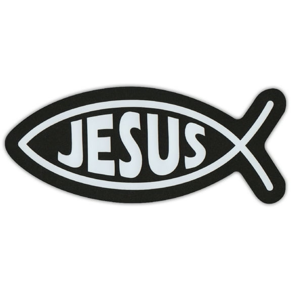 Ichthys Car/Refrigerator Magnet - Jesus Christ, Son of God, Savior (Fish Symbol Magnet) - Black Design