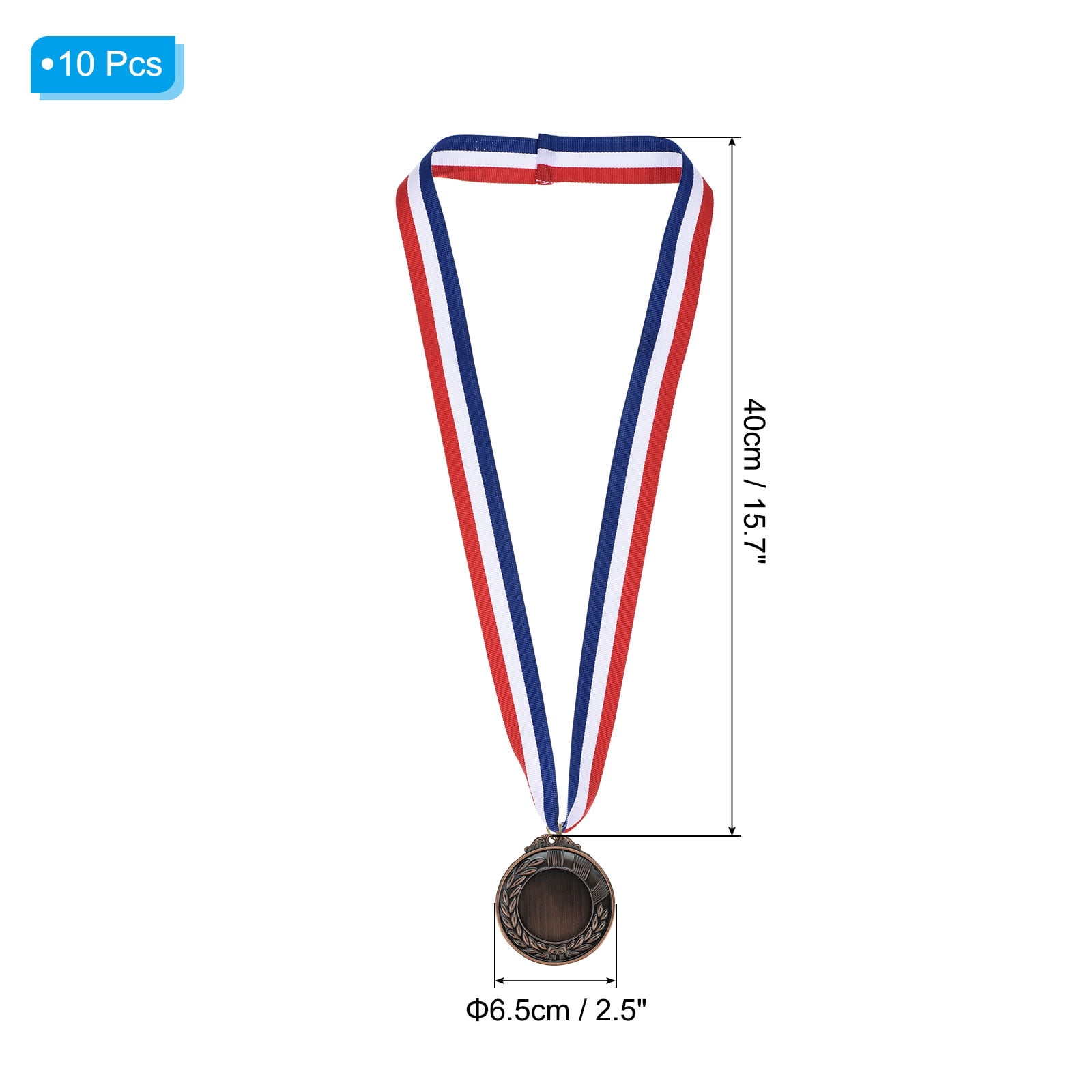 Uxcell Blank Award Medals, 10 Pack Bronze Award Medal with Neck Ribbon, Make Your Medals Kit