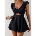 thumbnail image 3 of SKQIT Women's Ruffle Sleeve Cross Wrap Cutout Swim Dress, One Piece Tummy Control Bathing Suit, 3 of 6