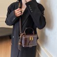 thumbnail image 6 of husxh Retro Leather Bucket Bag for Women Zipper Closure Shoulder Purses (Coffee ), 6 of 9