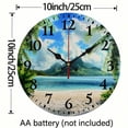 thumbnail image 3 of YILUYINQING Beach Palm Trees Mountain Round Wooden Wall Clock for Home Decor Battery Operated, Wall Hanging Decor Perfect for Living Rooms, Kitchens, Dorms, Practical Everyday Gifts 10x10in, 3 of 8