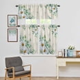 thumbnail image 4 of Kitchen Window Curtains Valance and Tier Set, White Daisy Flower Green Leaf Rod Pocket Tier Curtain Valance Set, Retro Linen Spring Leaves Light Filtering Cafe Curtains for Bedroom Living Room, 4 of 9