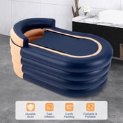 Miumaeov 1.4m/55.11in Portable Inflatable Hot Tub with Electric Air Pump, Outdoor & Indoor Freestanding Foldable Spa Tub, Inflatable Bathtub
