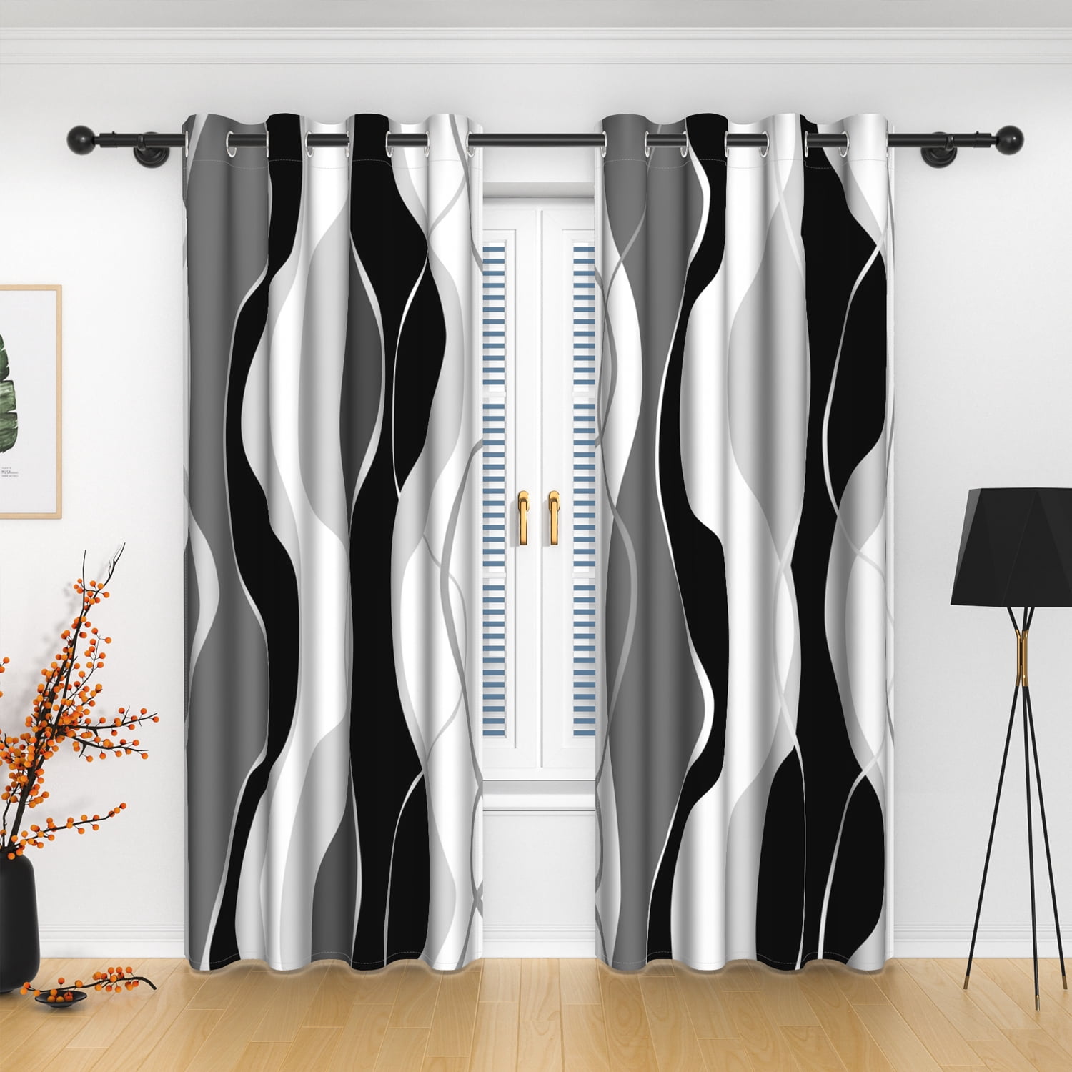 Lfeey Room Darkening Curtains, Blackout Curtains 84 inch Long 2 Panels Set, Black out for Dining Room Windows