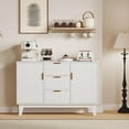 thumbnail image 5 of Juiluna Fluted Buffet Storage Cabinet, 47.2in Large Coffee Bar Kitchen Sideboard Cupboard with 3 Drawers 2 Doors for Living Room Entryway, Oak/White, 5 of 8