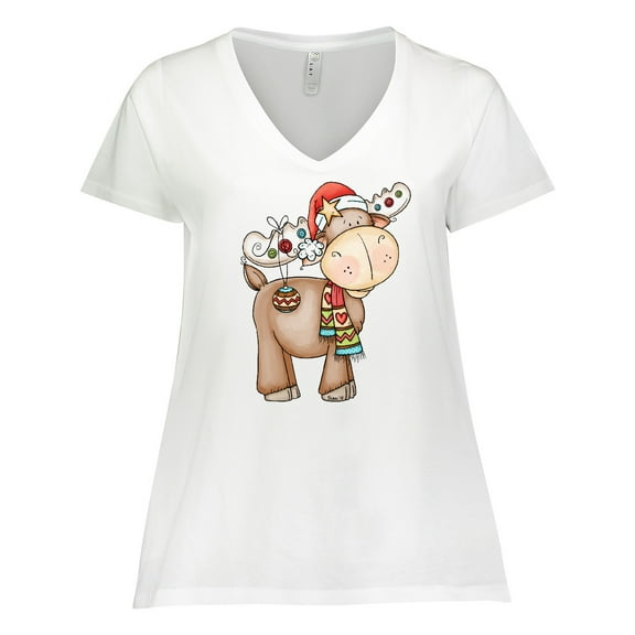 Inktastic Christmas Molly Moose Women's Plus Size V-Neck T-Shirt