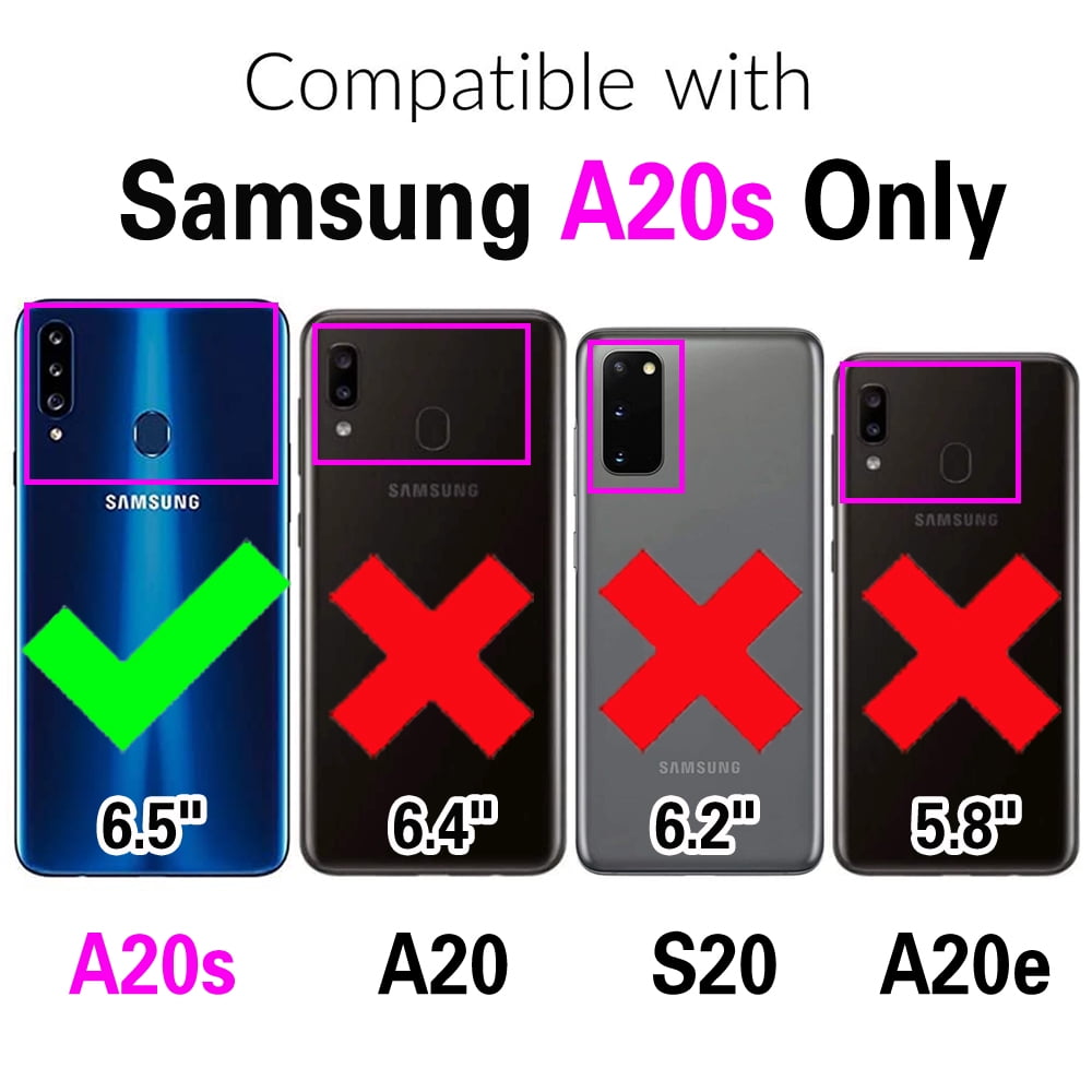 Asuwish Phone Case for Samsung Galaxy A20s Wallet Cover With Tempered Glass Screen Protector Crossbody Wrist Strap Flip Pattern Zipper Credit Card Holder Stand Cell A 20s Plus A207M Women Men Blue