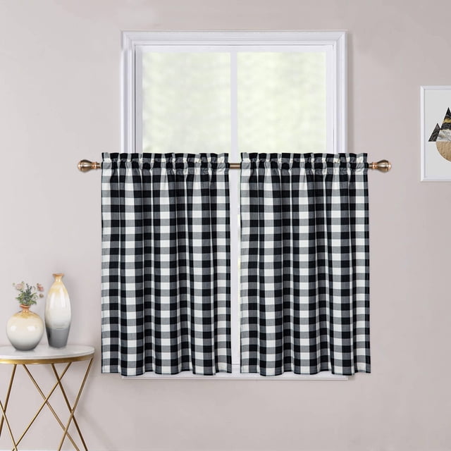 Haperlare Black and White Checkered Kitchen Curtains 36 inches Long ...