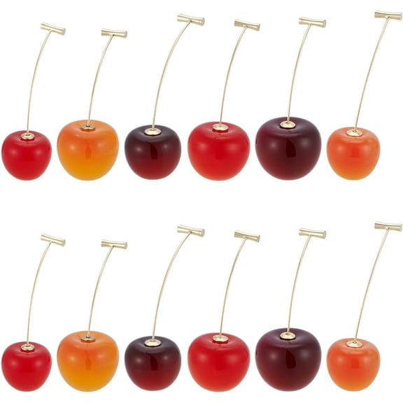 12Pcs 6 Styles Cherry Dangle Earrings for Women Golden 3D Red Cherry Tassel Earrings Cute Drop Earring Sweet and Lovely Fruit Earring Jewelry Gift for Women colorful
