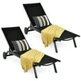 thumbnail image 2 of Gymax Ensemble de 2 Chaises Longues de Patio en Aluminium, Fauteuils Inclinables Réglables avec Roues, Noir, 2 of 10