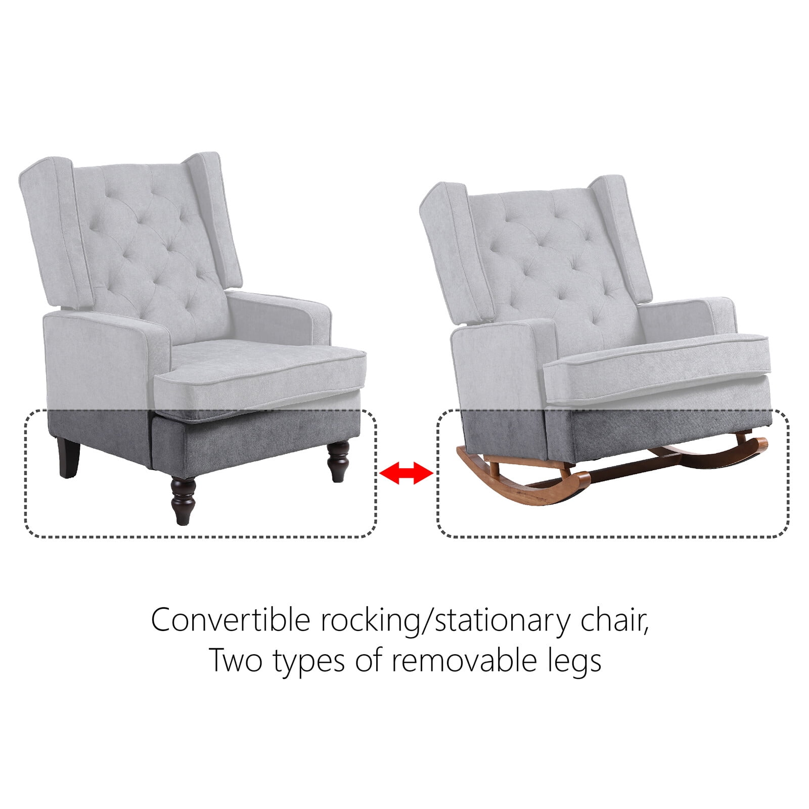 KALEFU Nursery Baby Rocking Rocker Chair Accent Chair With Armrest