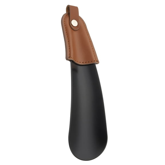 Uxcell Shoe Horn 6.3" Metal Leather Curved Handle Shoe Helper Metal Shoehorns for Women Men Adults Seniors Boots, Brown Black