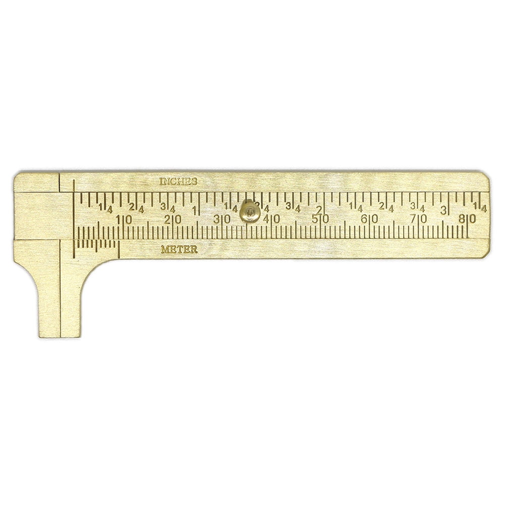 4/" Mini Brass Caliper Sliding Vernier Pocket Ruler Gauge Tool Measure Inch//Meter
