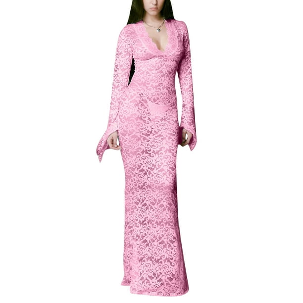 Pink lace on sale bell sleeve dress