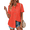 Tangerine, variant on Fantaslook Womens Button Down Shirts Lapel Short Sleeve Shirt Collared Pocketed Casual Blouses Summer Tops