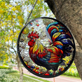 thumbnail image 2 of Rooster Acrylic Window Hangings, 7.87 Inch Rooster Sun Catcher Stained Glass Window Panels for Home Garden Ornament, 2 of 5