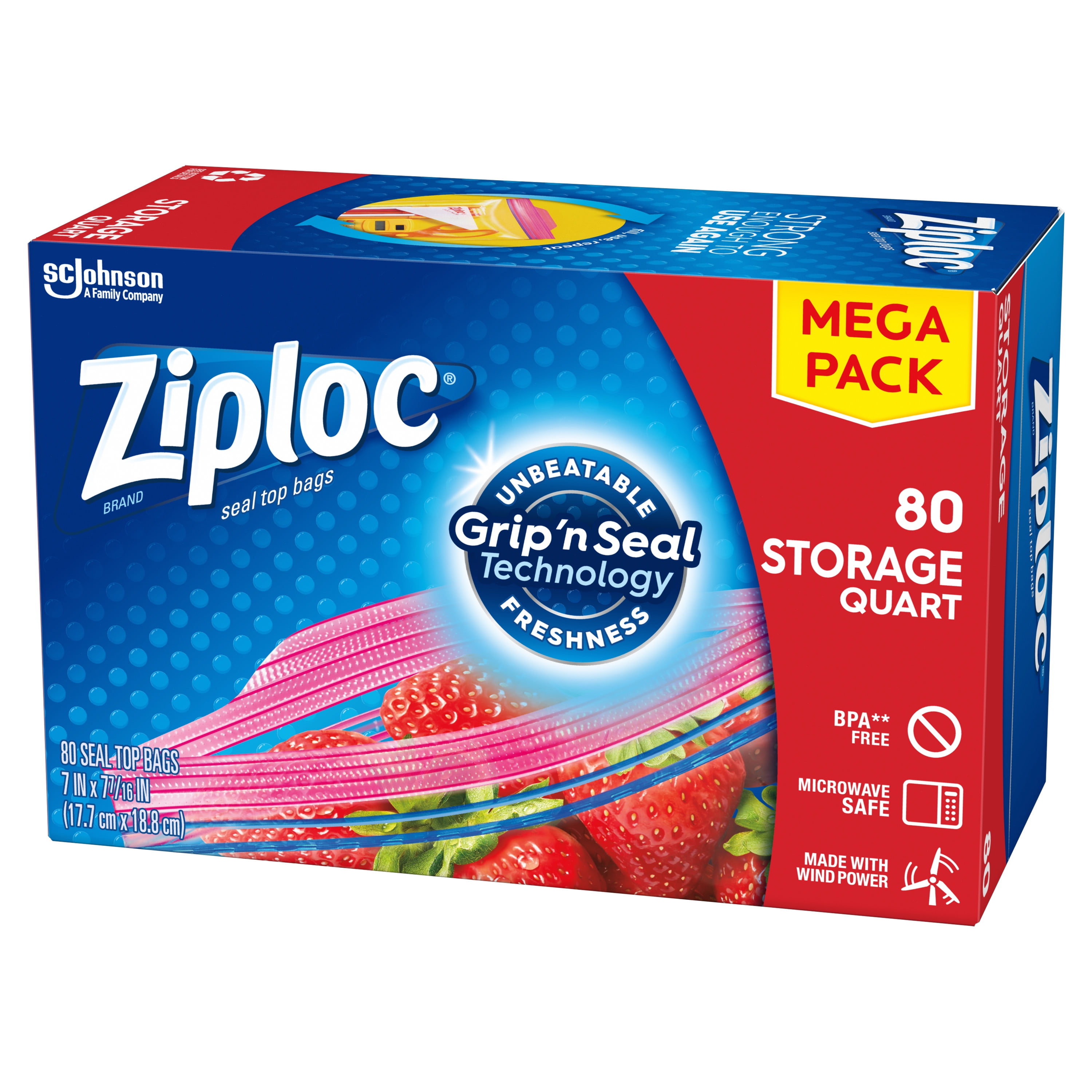 Ziploc Easy Zipper Variety Pack - 140 Bags(including 80 Quart Size Bags &  60 Gal