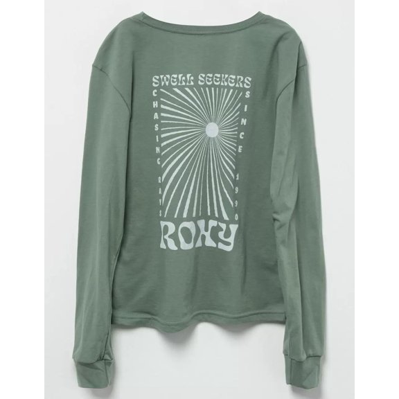 Roxy Girls Kids Youth Swell Seekers Graphic Print Long Sleeve Tee T-Shirt (4, Sage)