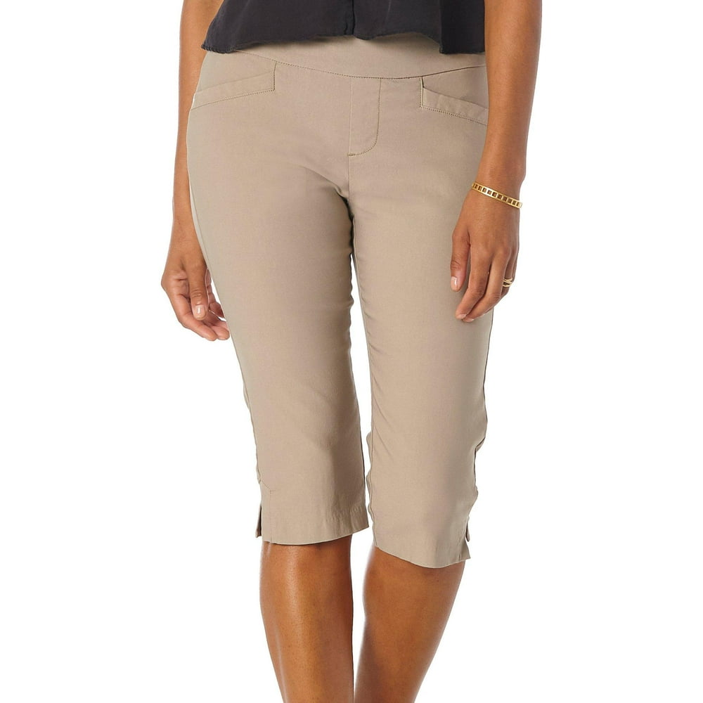 Lee Lee Womens Solid Slim Fit Pull On Capri 12 Khaki