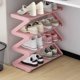 thumbnail image 3 of Rack de zapatos de 4 capas en forma de Z rosa, ensamblaje fácil, solución de almacenamiento para el dormitorio, 3 of 6
