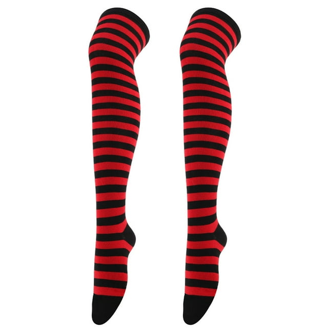 GDREDA High Long Stockings Over Knee Socks Party Socks Knee High Long Striped Stocking Socks 1 Pair Glow in The Dark Fishnet Stockings Net Tights for Women Fishnets for Women Small