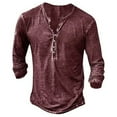 thumbnail image 4 of MIXUE Shirts For Men Summer Solid Color V Neck Button Long Sleeve Pullover Tops Tshirts Streetwear,Red,XXL, 4 of 4