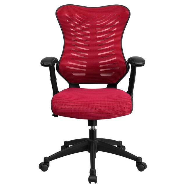 Pemberly Row Contemporary High Back Mesh Office Chair in Burgundy