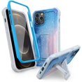 thumbnail image 1 of IBAOLE Compatible with iPhone 12 Case & iPhone 12 Pro, Case Rubber Shockproof Heavy Duty Case with Screen Protector for iPhone 12 6.1 Inch Phone, Built-in Kickstand (Sky) Sky Blue, 1 of 7