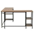 thumbnail image 4 of Baxton Studio Lydia Modern Walnut Brown Finished Wood and Black Metal L-Shaped Corner Desk with Shelves, 4 of 10