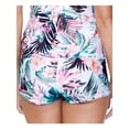 thumbnail image 2 of RAISINS Women's White Tropical Print Stretch Ruched Lined Full Coverage Eco-capsule Shorts Swimsuit Bottom S, 2 of 2