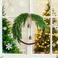 thumbnail image 5 of Mini Christmas Wreath 8.6 Inch Small Norfolk Wreaths for Kitchen Cabinets Vintage Mini Wreath with Wood Bead Bell Rustic for Xmas Front Door Window Chair Fireplace Farmhouse Decor, 5 of 7