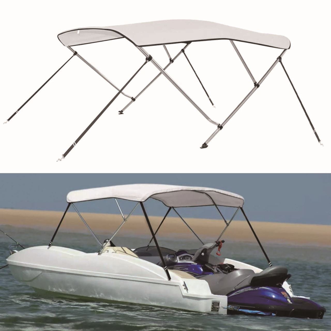 vidaXL Bimini Top White 72"x71"x55"