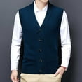 thumbnail image 4 of Dpytoraw Male Autumn And Winter Single Buckle Sweater Vest Vest V Neck Pure Color Wool Collarless Shirt Combined Body Type Non Hooded Vest Sweater Vest, 4 of 4